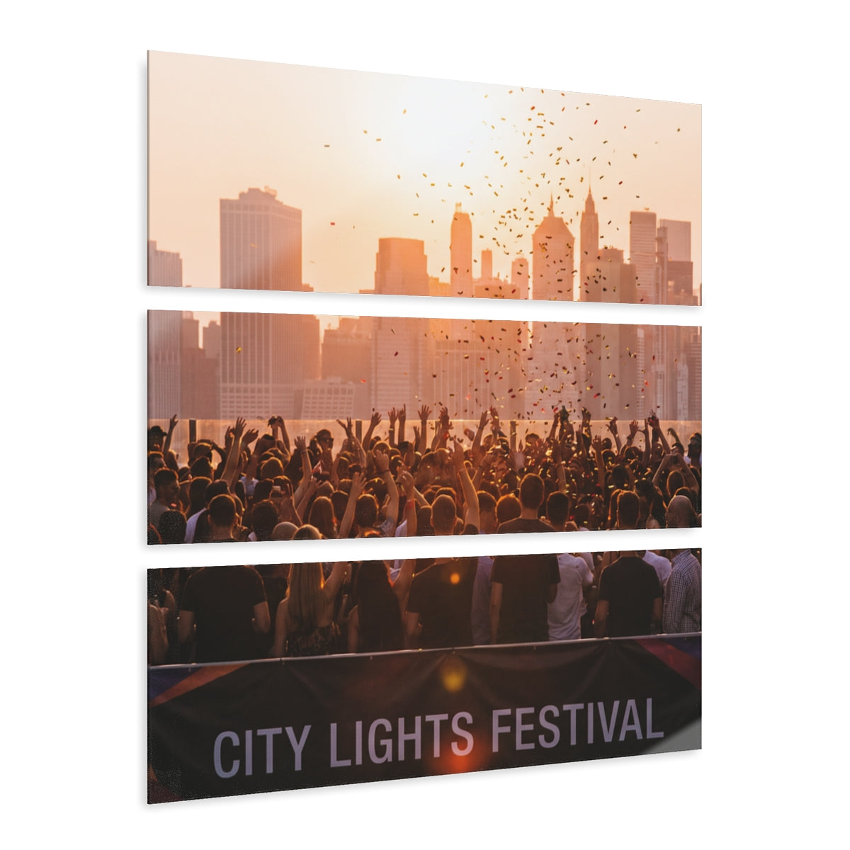 Acrylic Triptych Prints - Sunset Skyline | Echovira Gallery