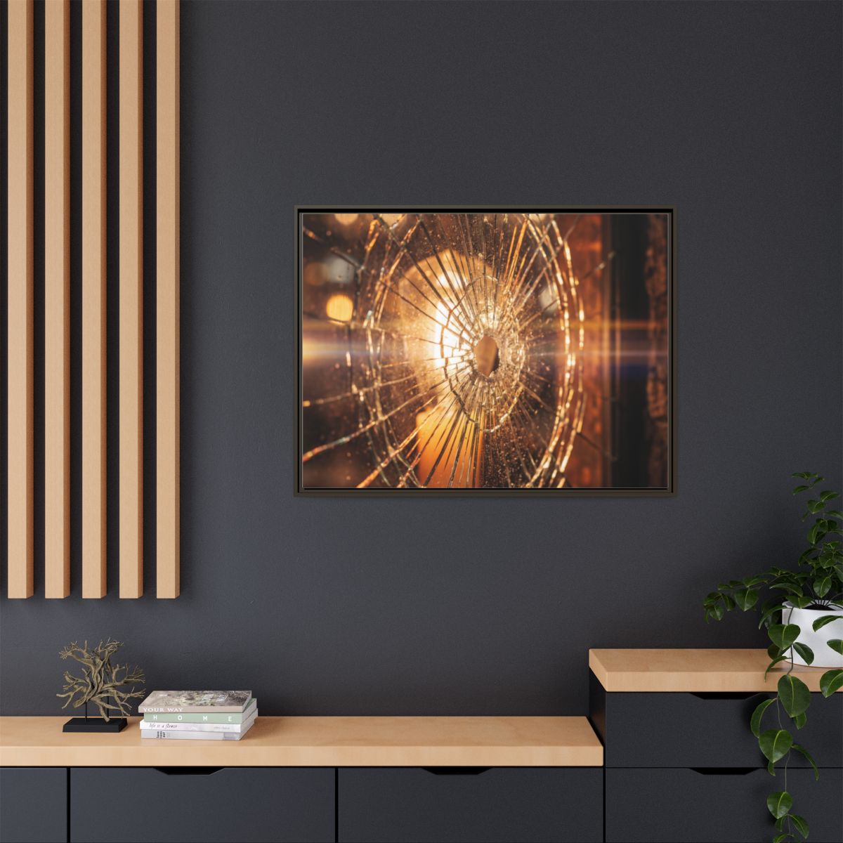 Framed Matte Canvas - Shattered Glass — Espresso / 1.25"