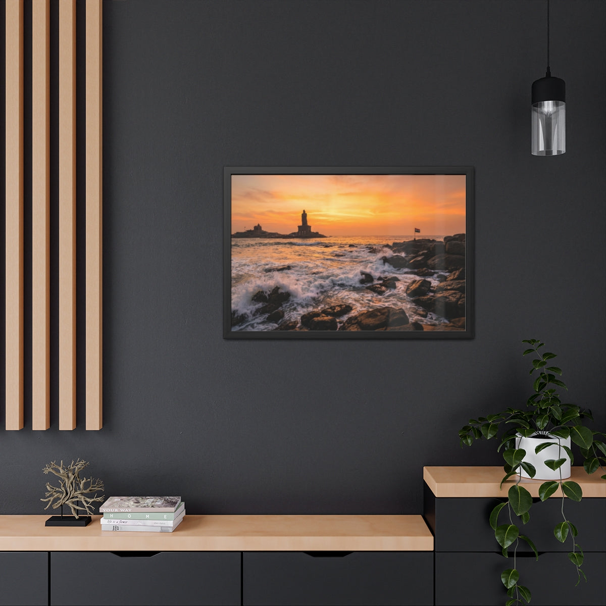 Framed Posters - Coastal Golden Glow — Landscape