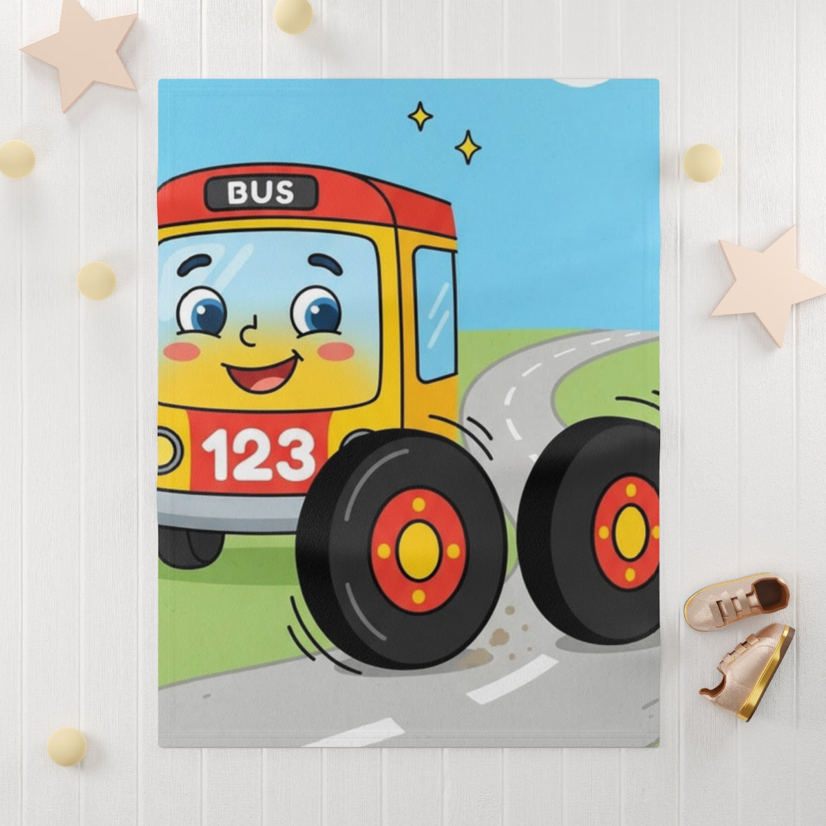 Soft Fleece Baby Blanket - Wheels on the Bus Whimsical... |...