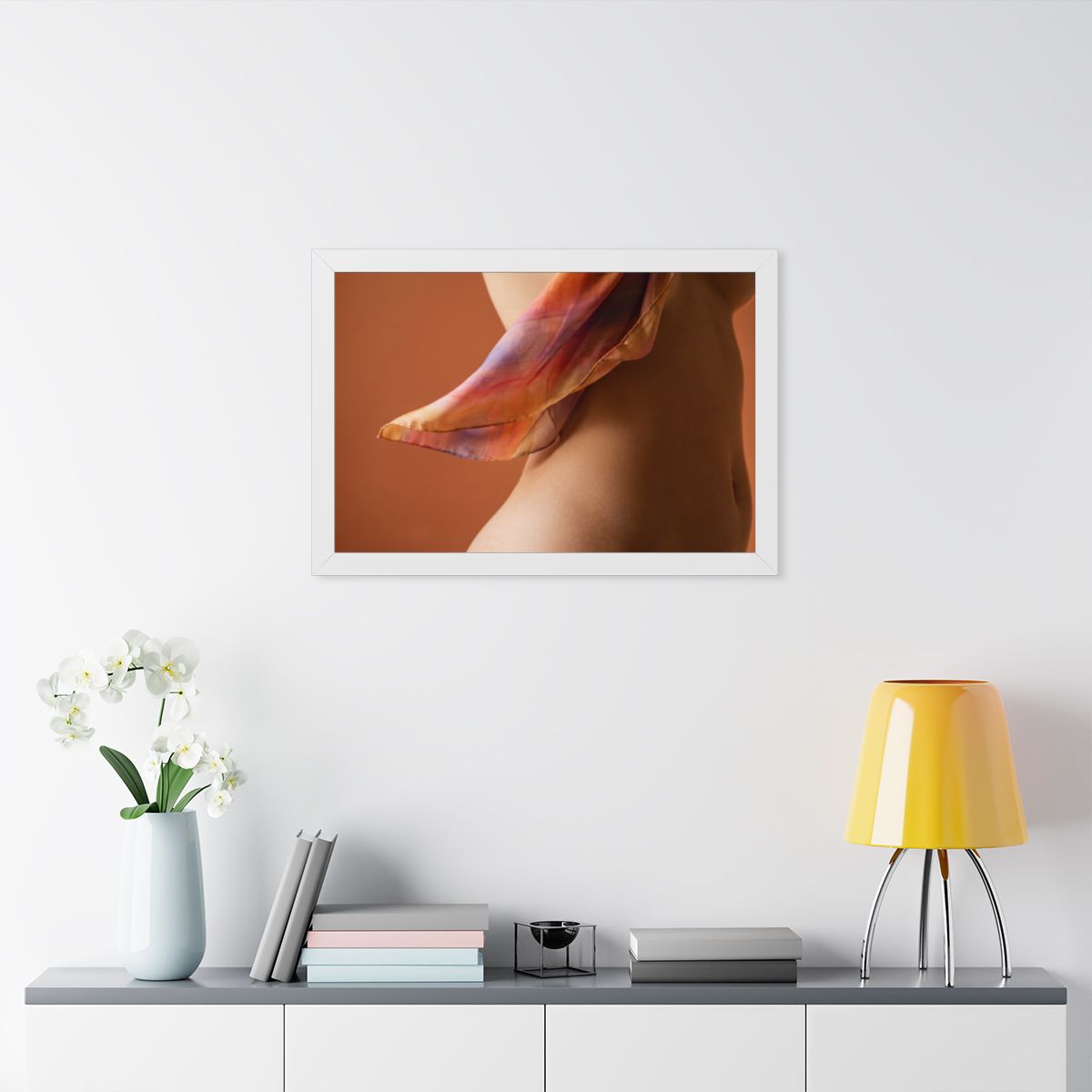 Framed Horizontal Poster - Ethereal Silk Rest — White... |...