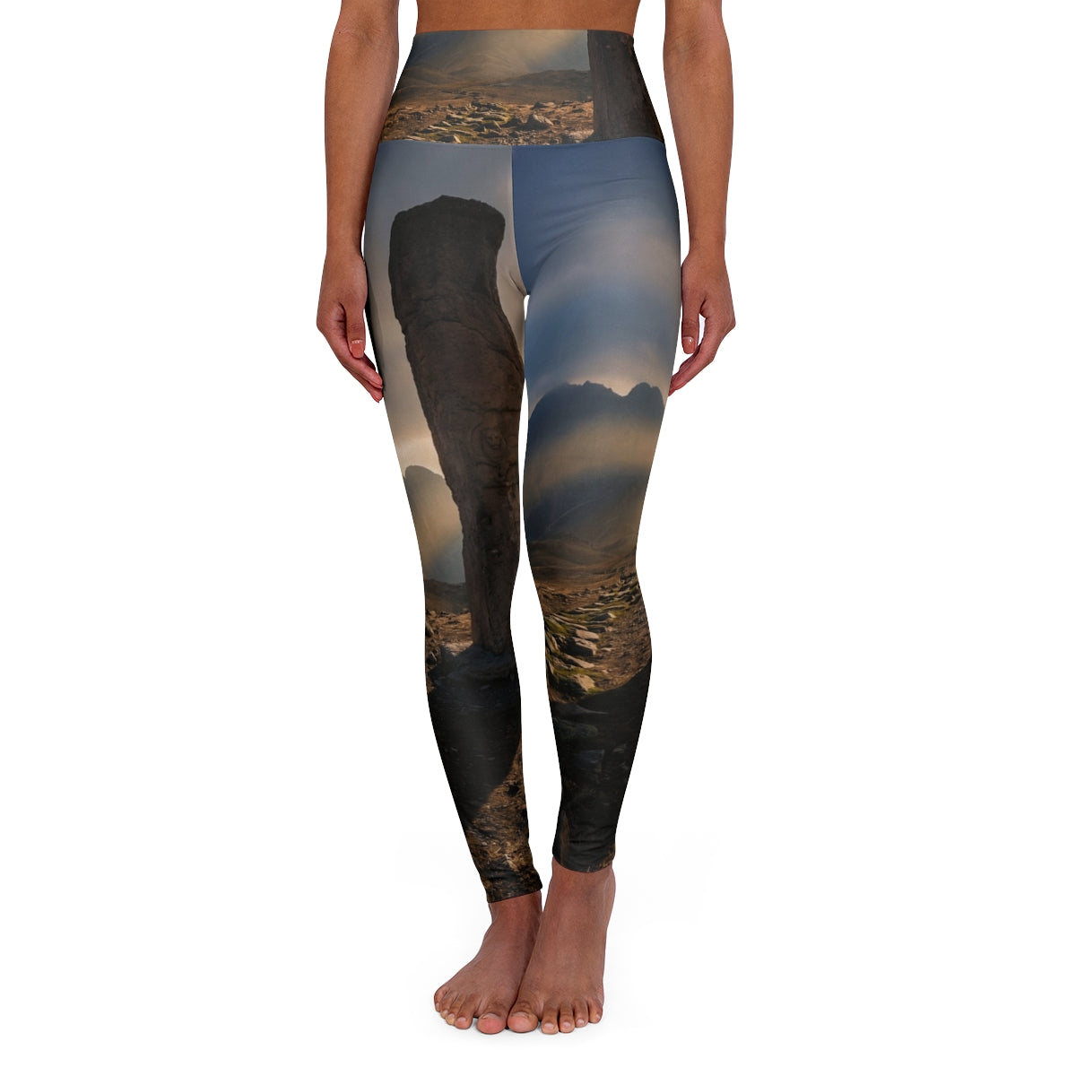 High Waisted Yoga Leggings - Mystic Monolith Ancient Persian...