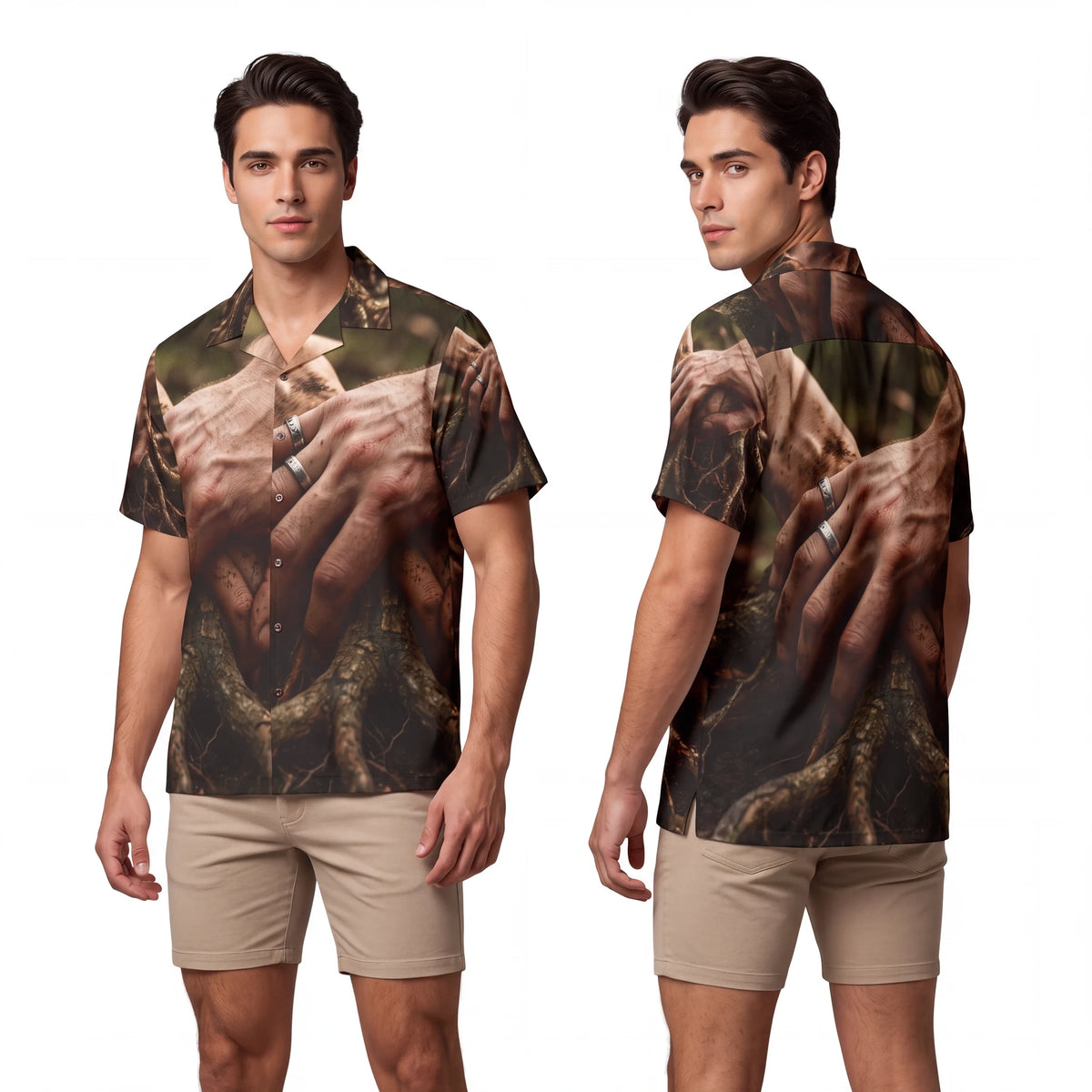 Men's Hawaiian Shirt Forest Roots Art