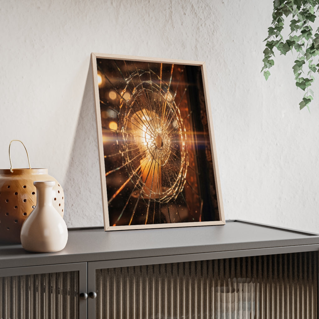 Wood Framed Poster - Cinematic Fracture — Portrait