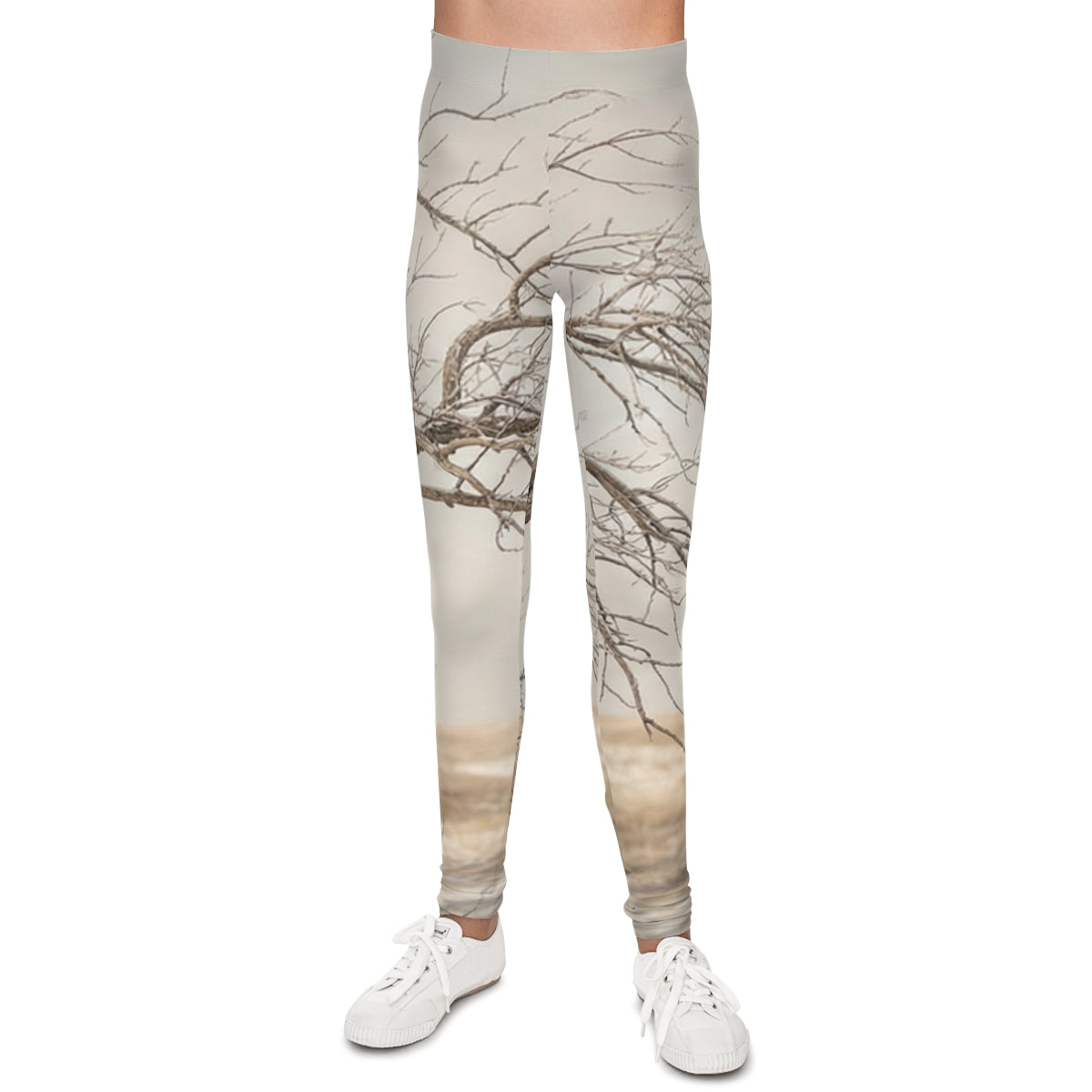 Youth Leggings - Winter Branch Solitude Landscape | Echovira...