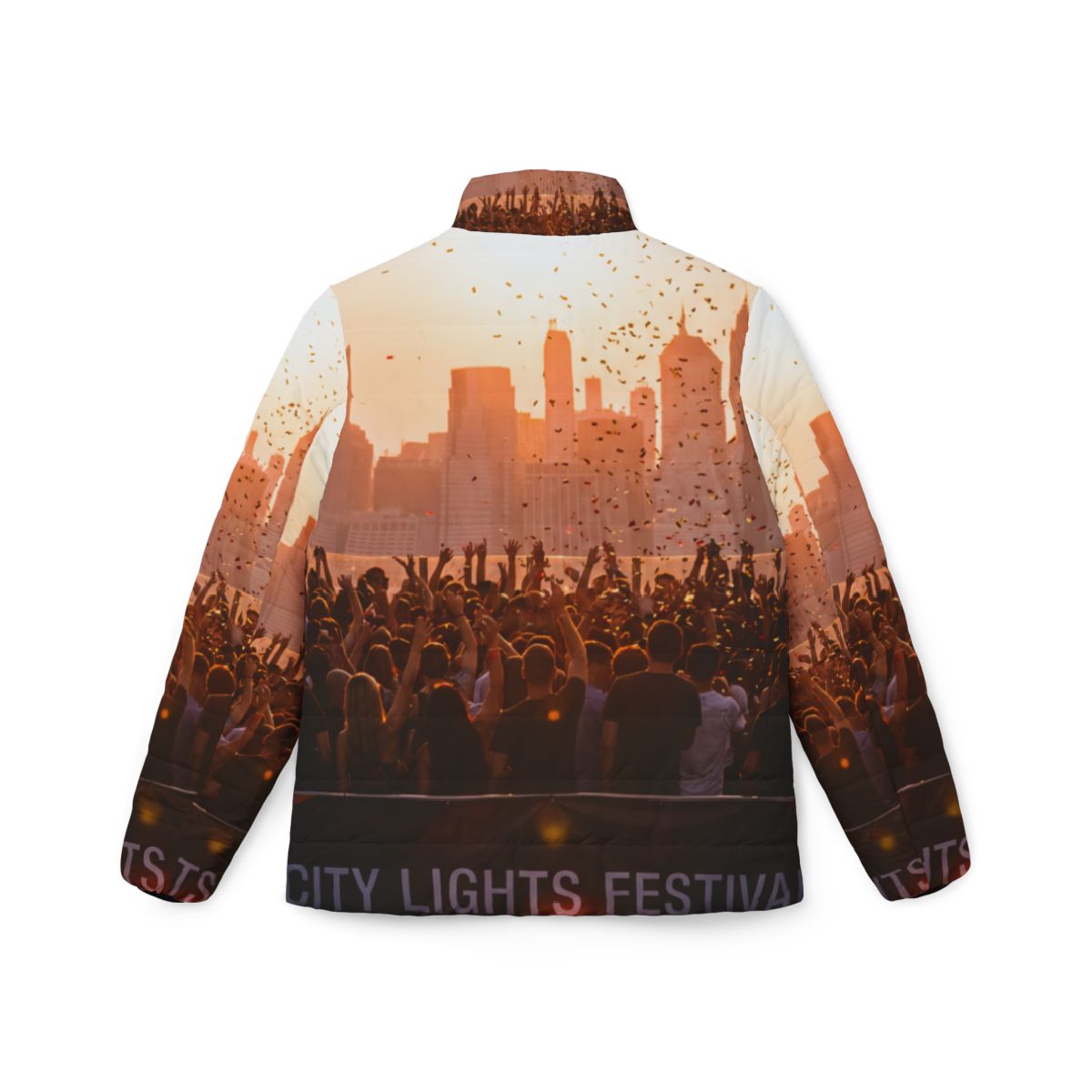 Women's Puffer Jacket - City Lights | Echovira Gallery