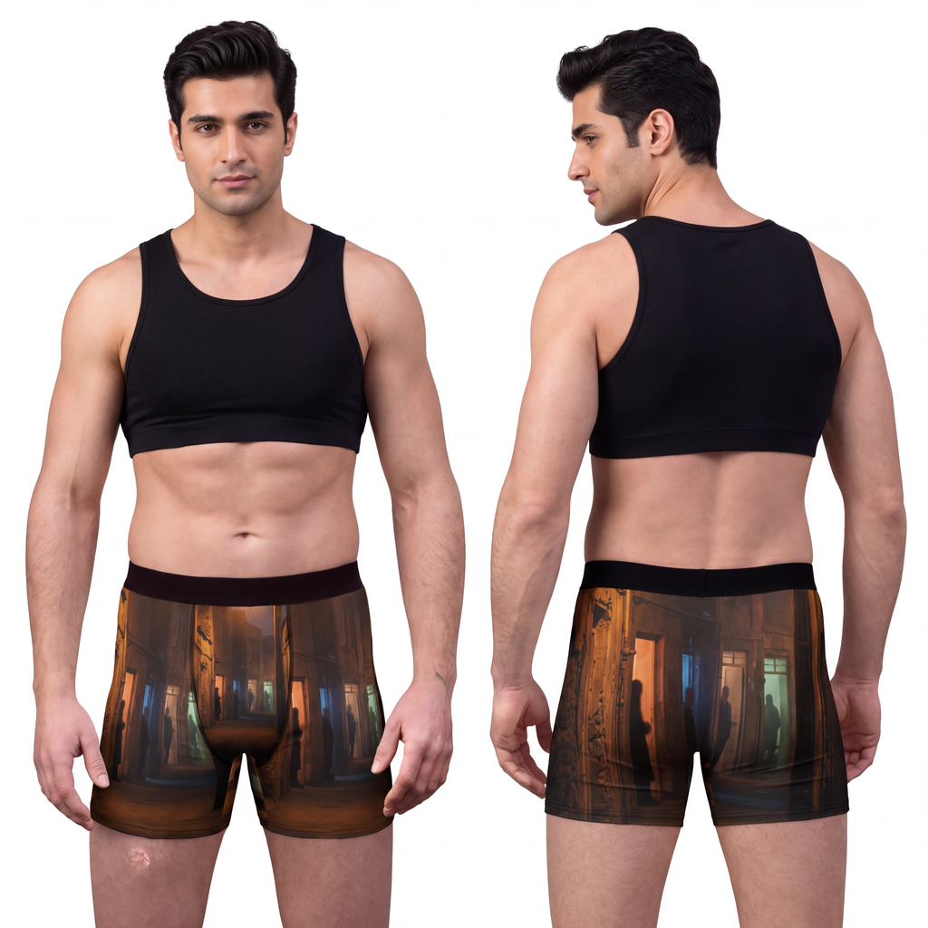 Men's Boxer Briefs - Shadowed Alleyway Mystery Art Print |...