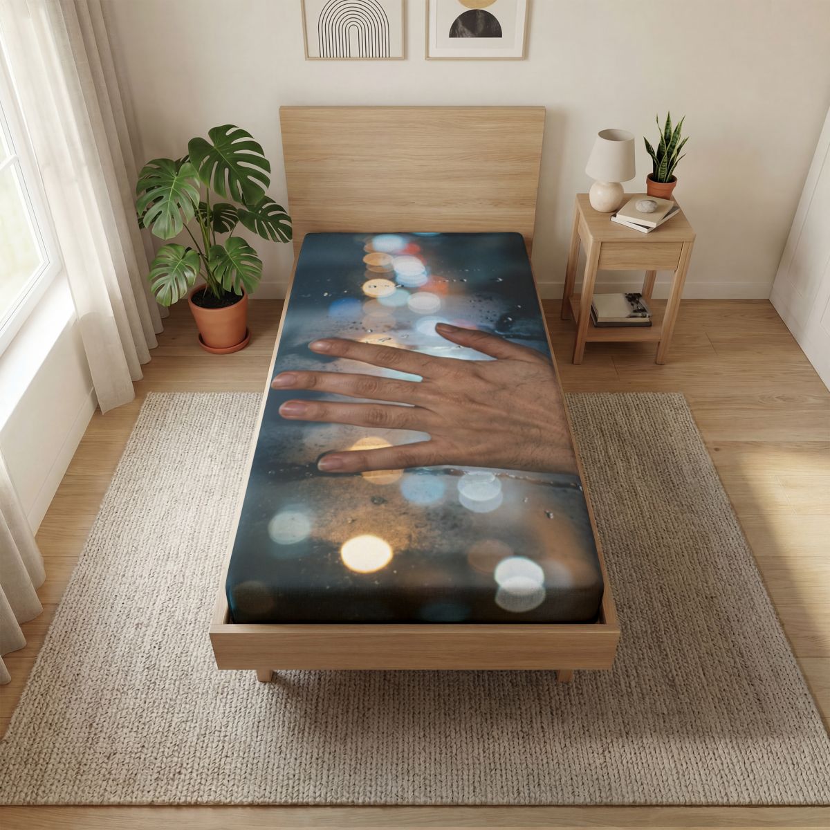 Rainy City Window Fitted Sheet