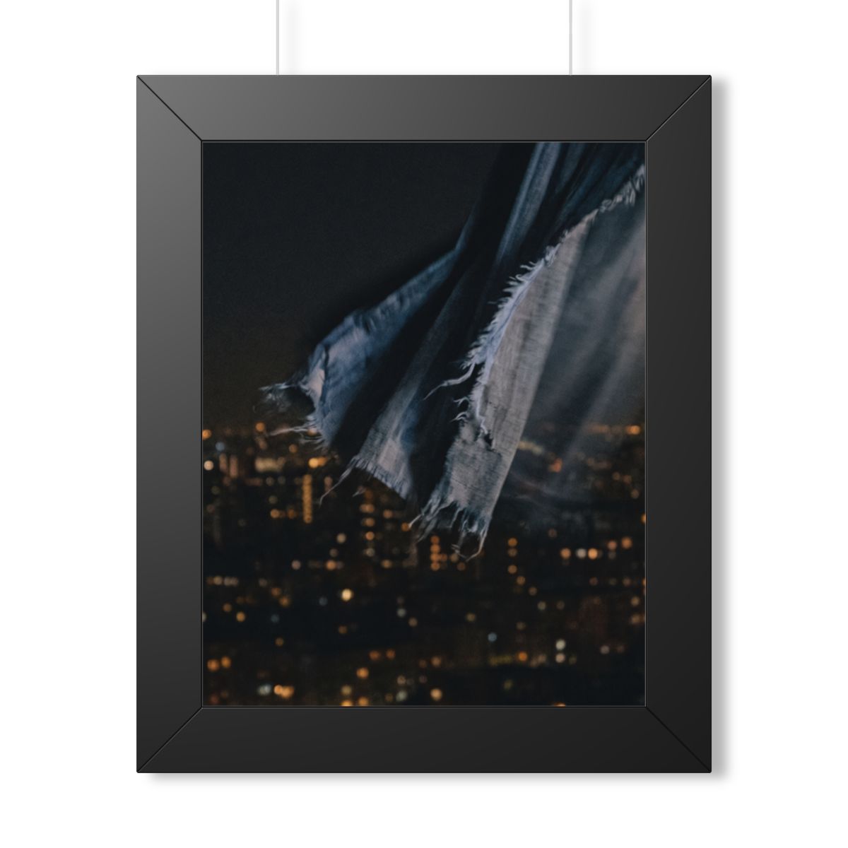 Framed Vertical Poster - City Lights Nocturne — Black... |...