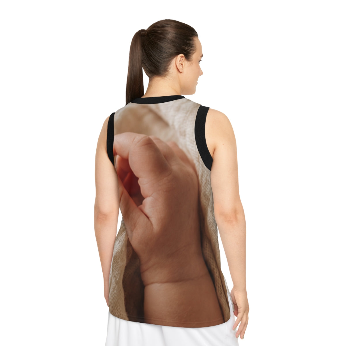 Unisex Basketball Jersey - Tender Newborn Hand in Soft... |...