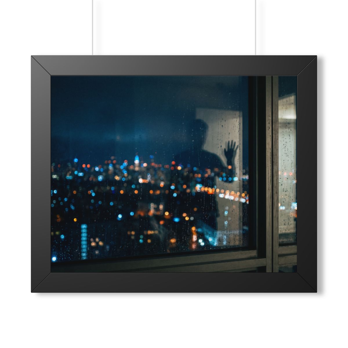 Framed Horizontal Poster - Rainy City Solitude — Black... |...