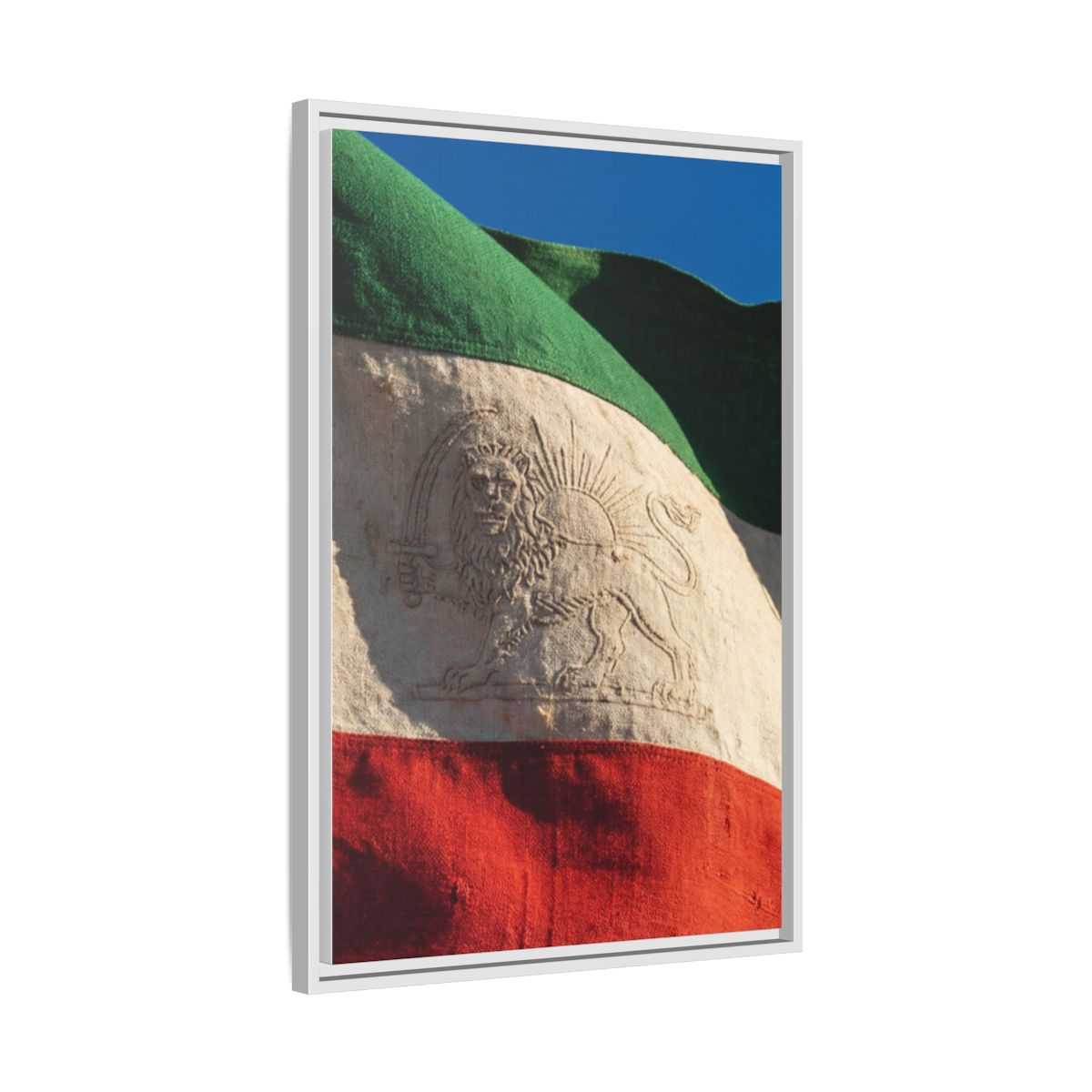 Framed Canvas Art - Distressed Flag — White / 1.25"