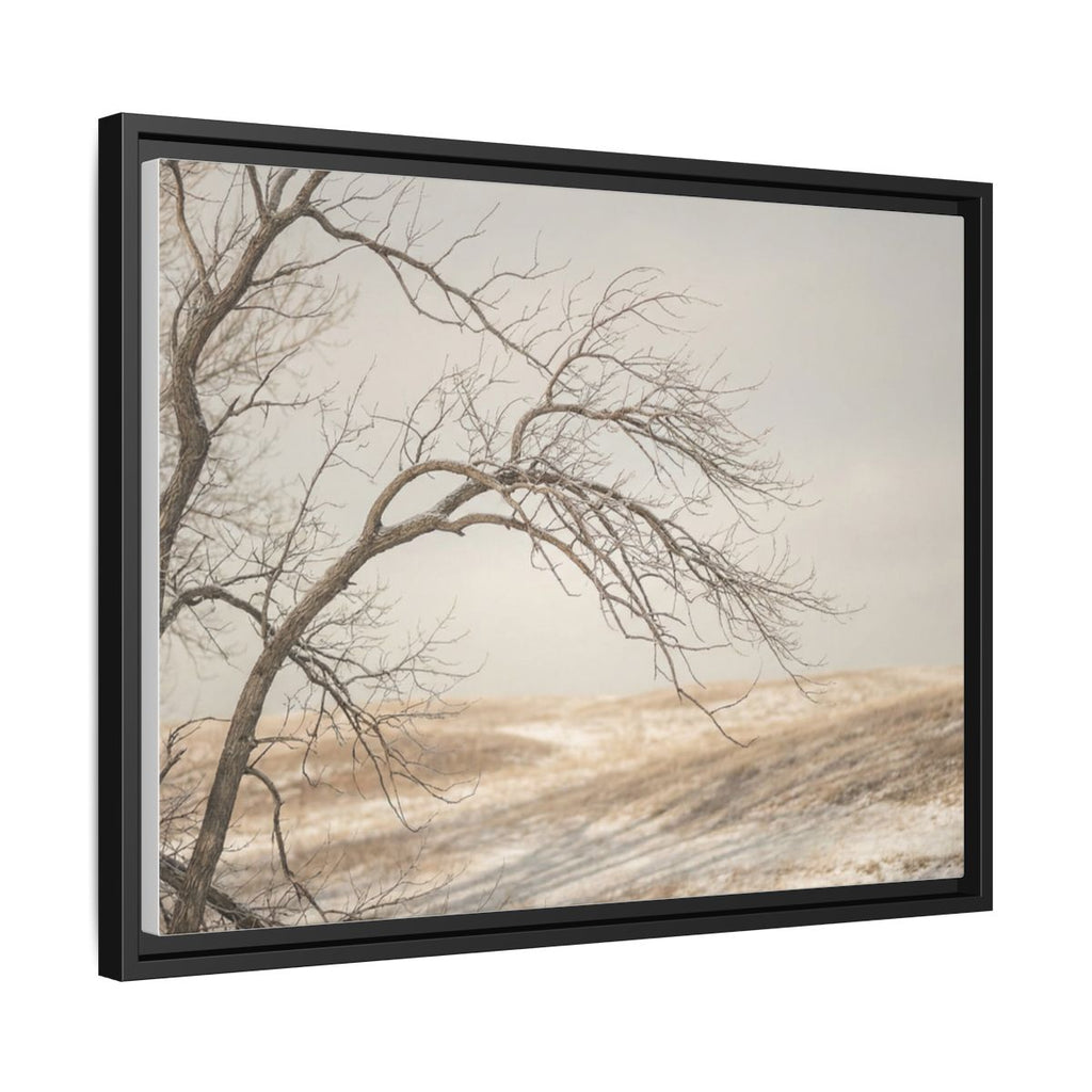 Framed Canvas Art - Minimalist Winter — Black / 1.25"