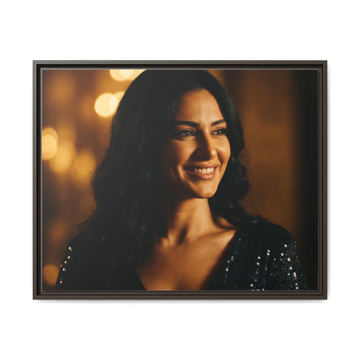 Framed Canvas Art - Golden Glamour — Espresso / 1.25"