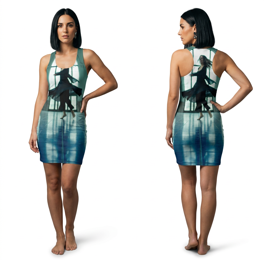 Women's Racerback Dress with Whirling Dancer Art