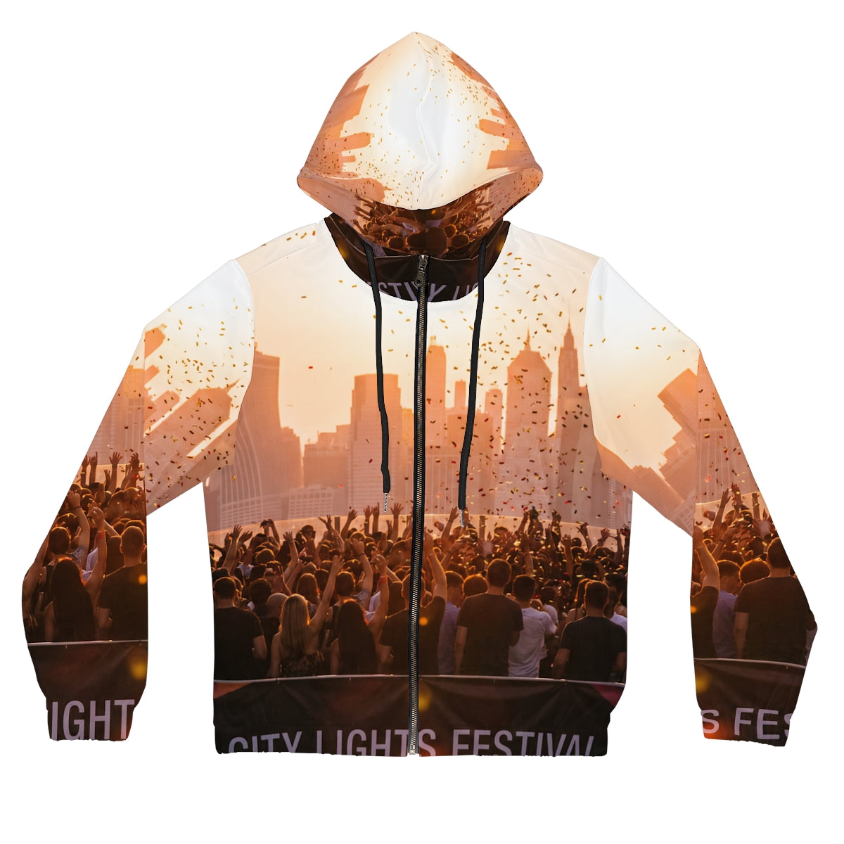 Women's Full-Zip Hoodie - City Lights | Echovira Gallery