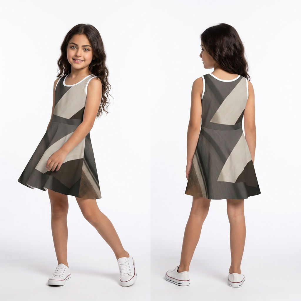 Girls' Sundress with Brutalist Form Art