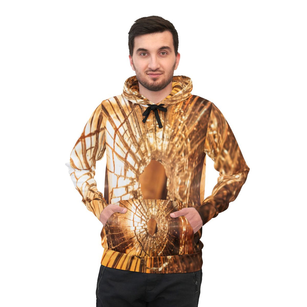 Athletic Hoodie - Shattered Light Golden Fractures Wall Art...