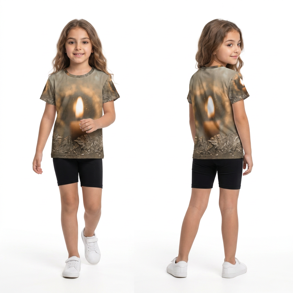 Kids Sports Jersey with Winter Candle Art