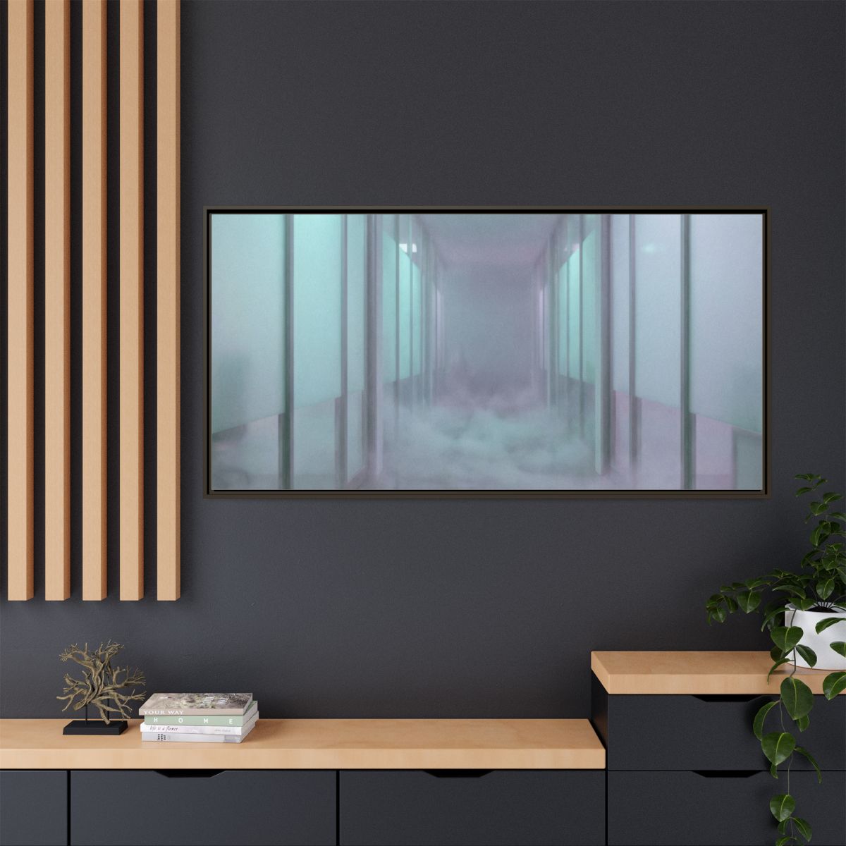 Matte Canvas, Framed - Liminal Corridor Fog Art Print —... |...