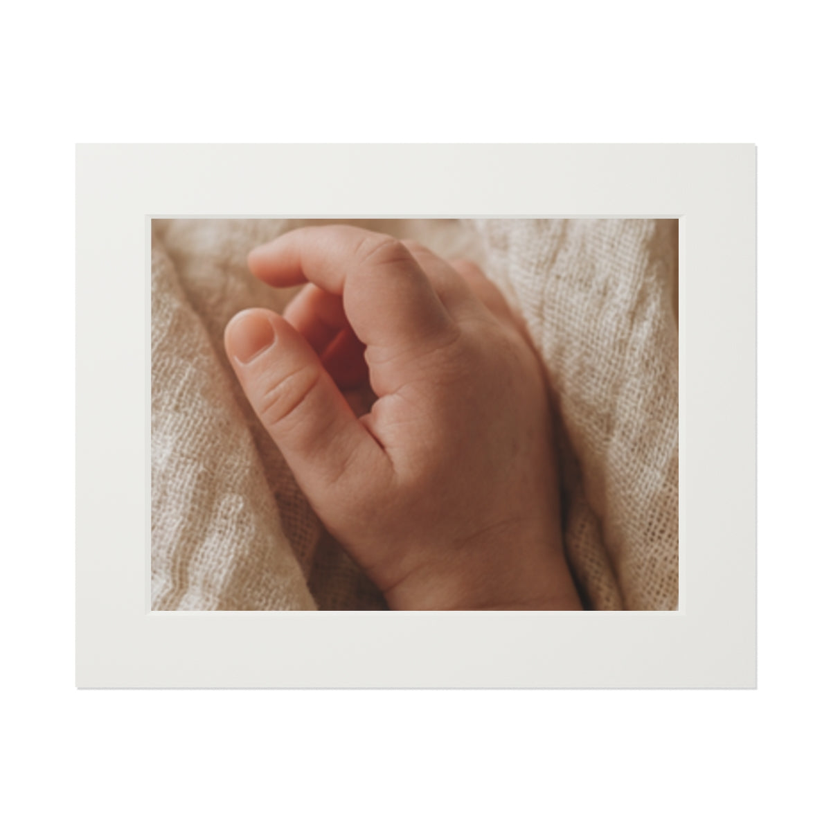 Fine Art Prints - Tender Newborn Hand in Soft Muslin Blanket...