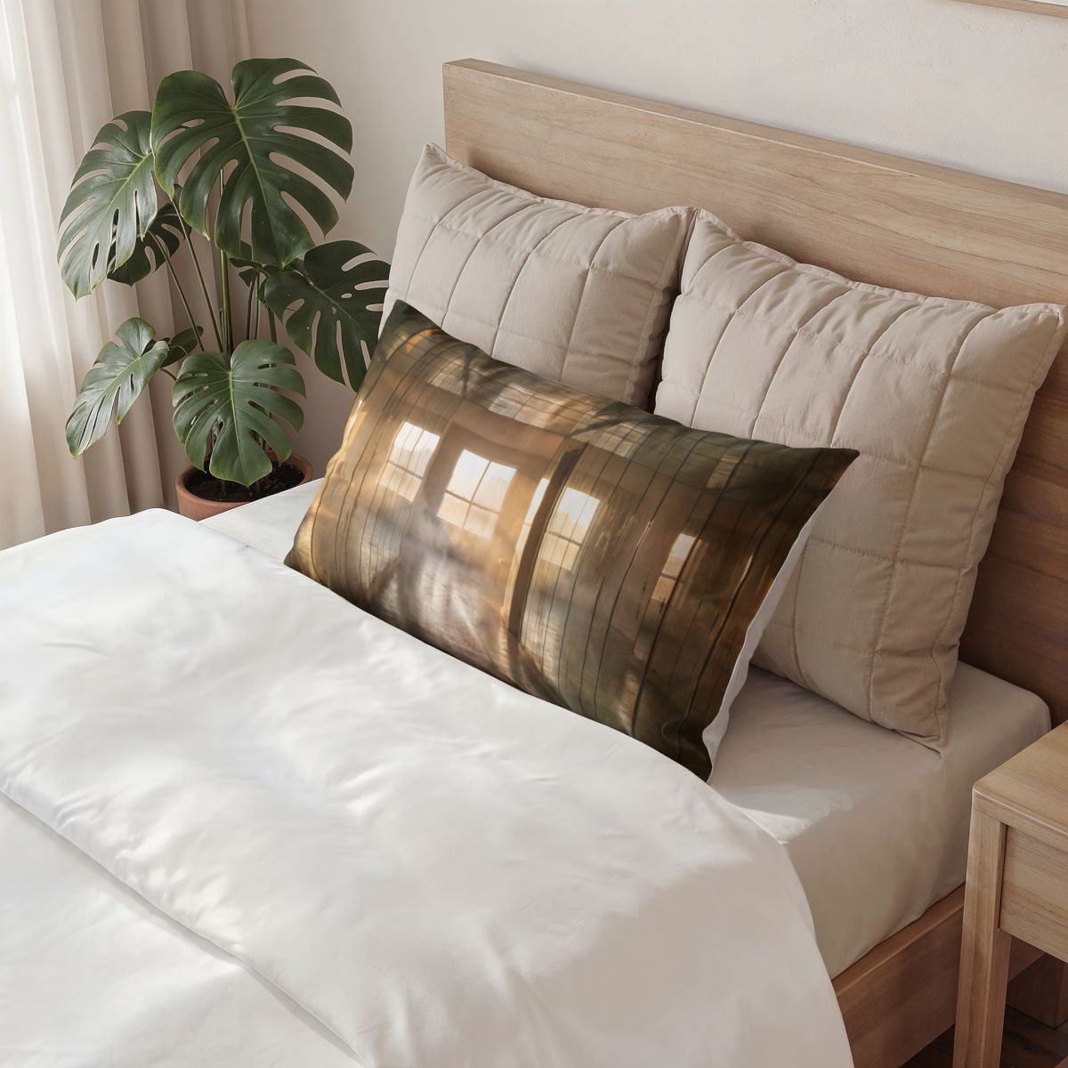 Cotton Pillow Sham - Golden Hour Reflection Corridor Art |...