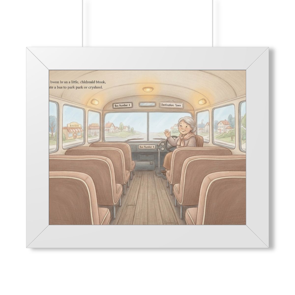Framed Horizontal Poster - Storybook Bus Ride Whimsical Wall...