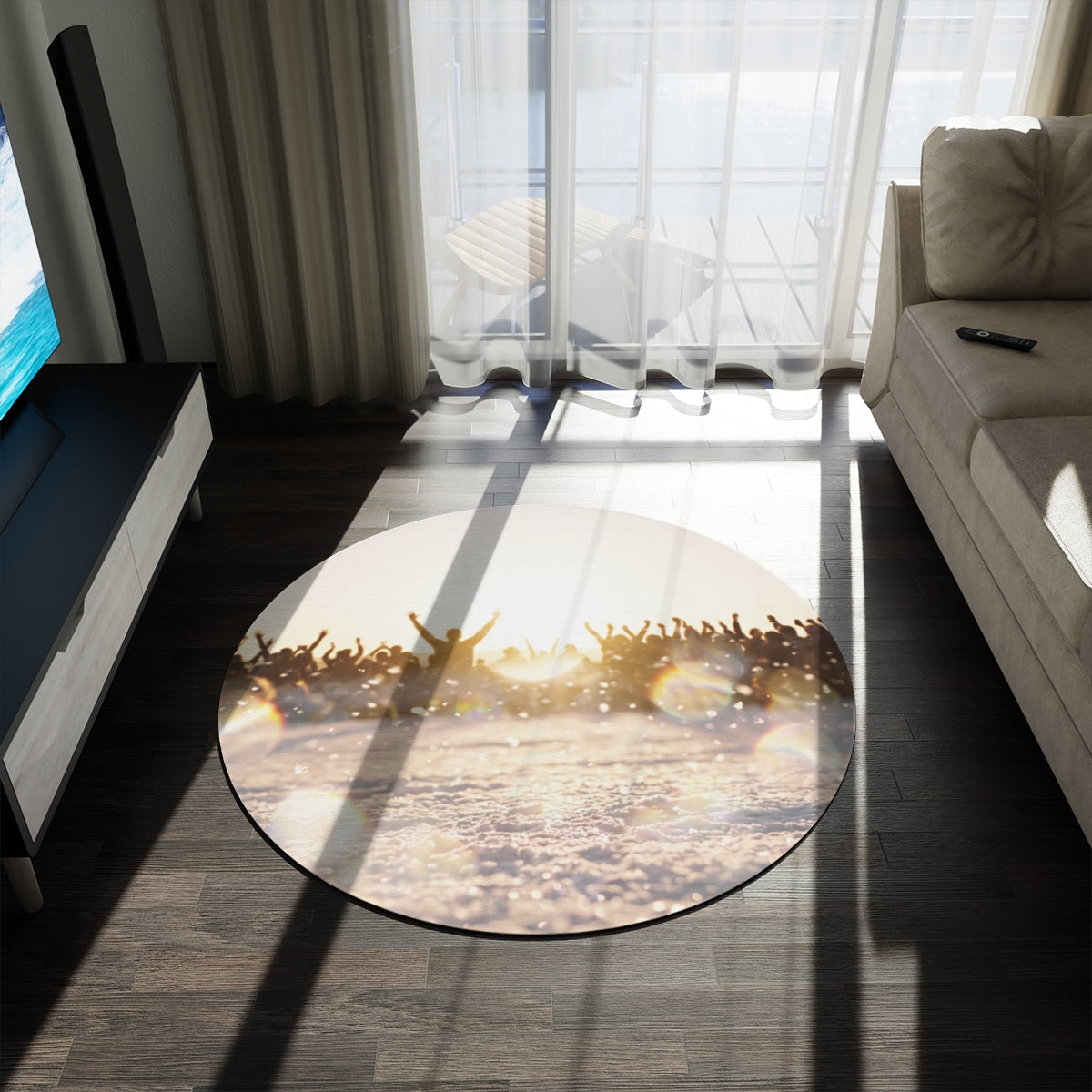 Golden Hour Crowd Round Rug