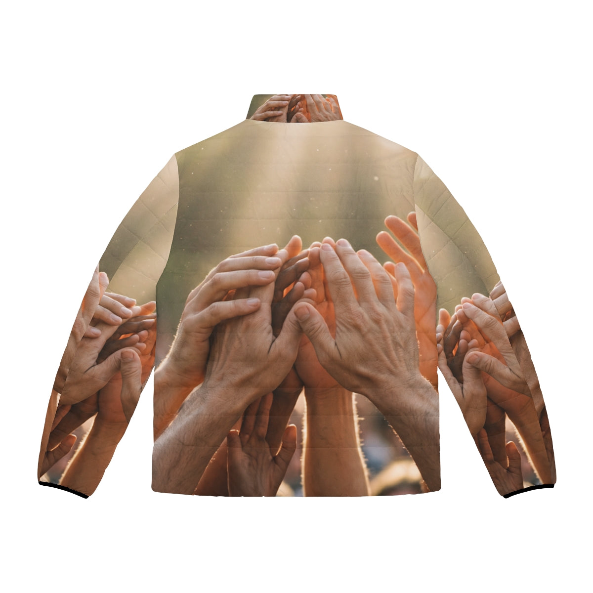Men's Puffer Jacket - Golden Rays of Unity Wall Art |...