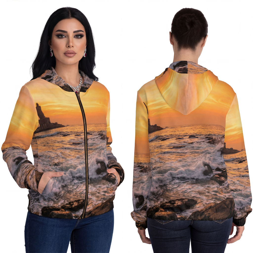 Women's Full-Zip Hoodie - Golden Horizon