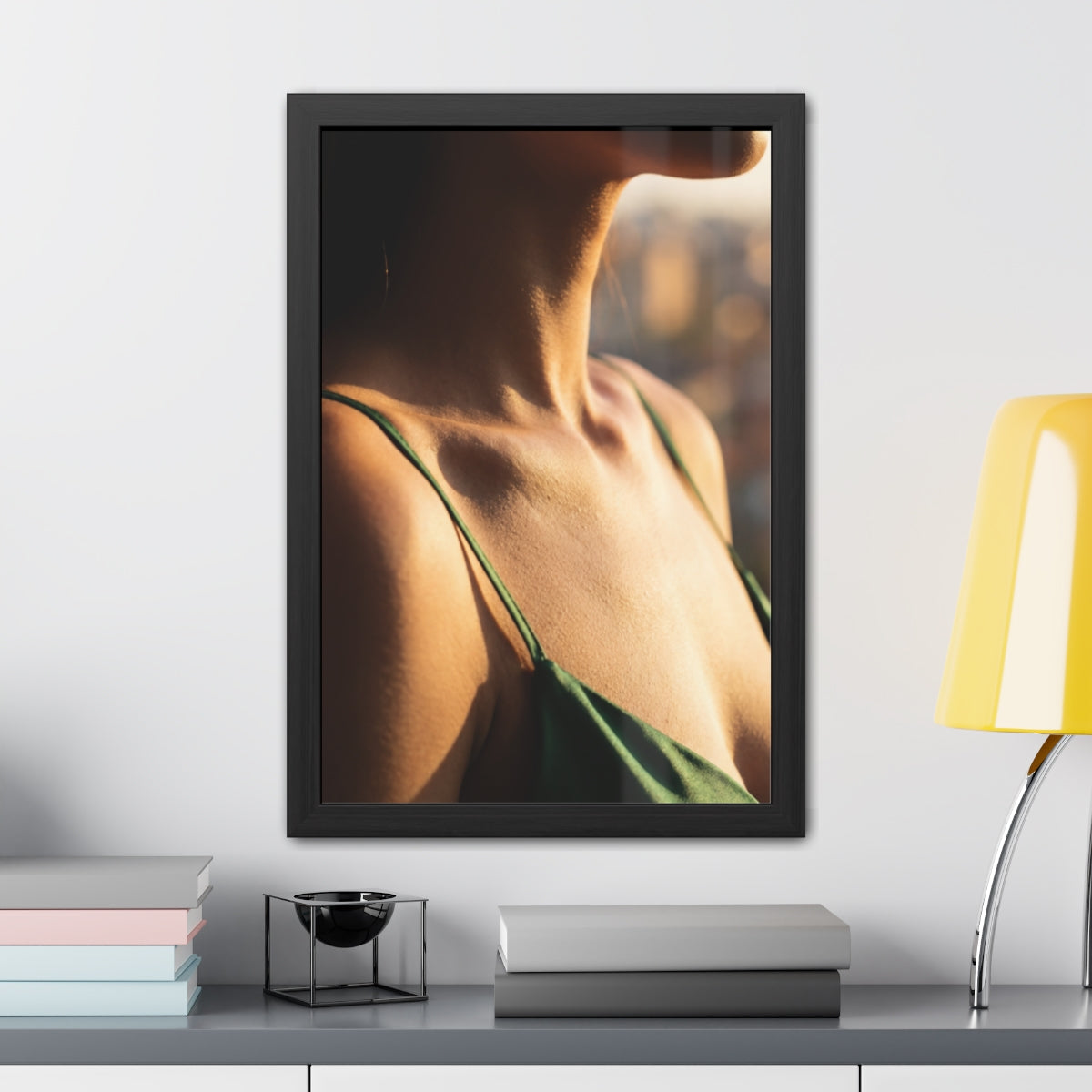 Golden Hour Framed Poster - Elegant Sunkissed Art — Portrait...