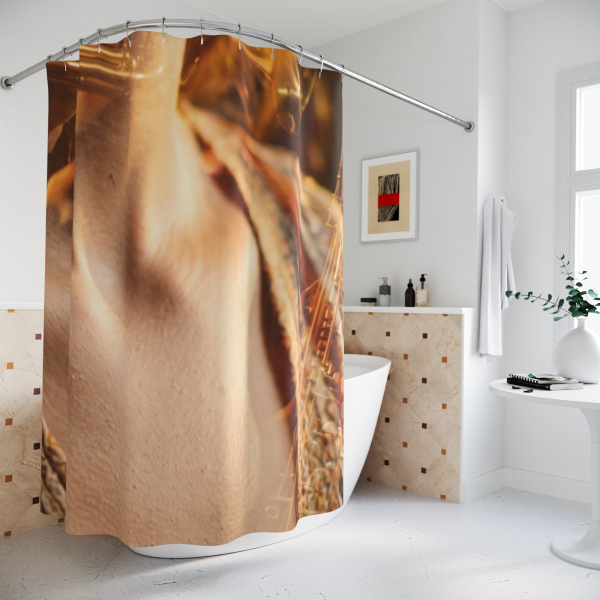 Shower Curtains - Midnight Brass Double Exposure Art Print |...