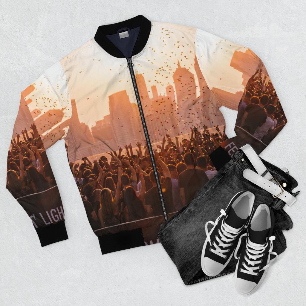 Men's Bomber Jacket - City Lights | Echovira Gallery