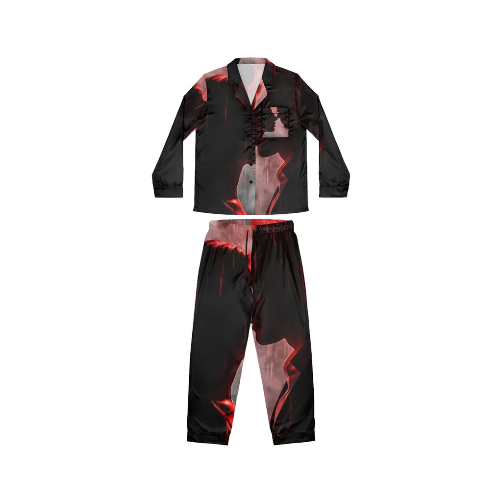 Women's Satin Pajamas with Rainy Lovers Art