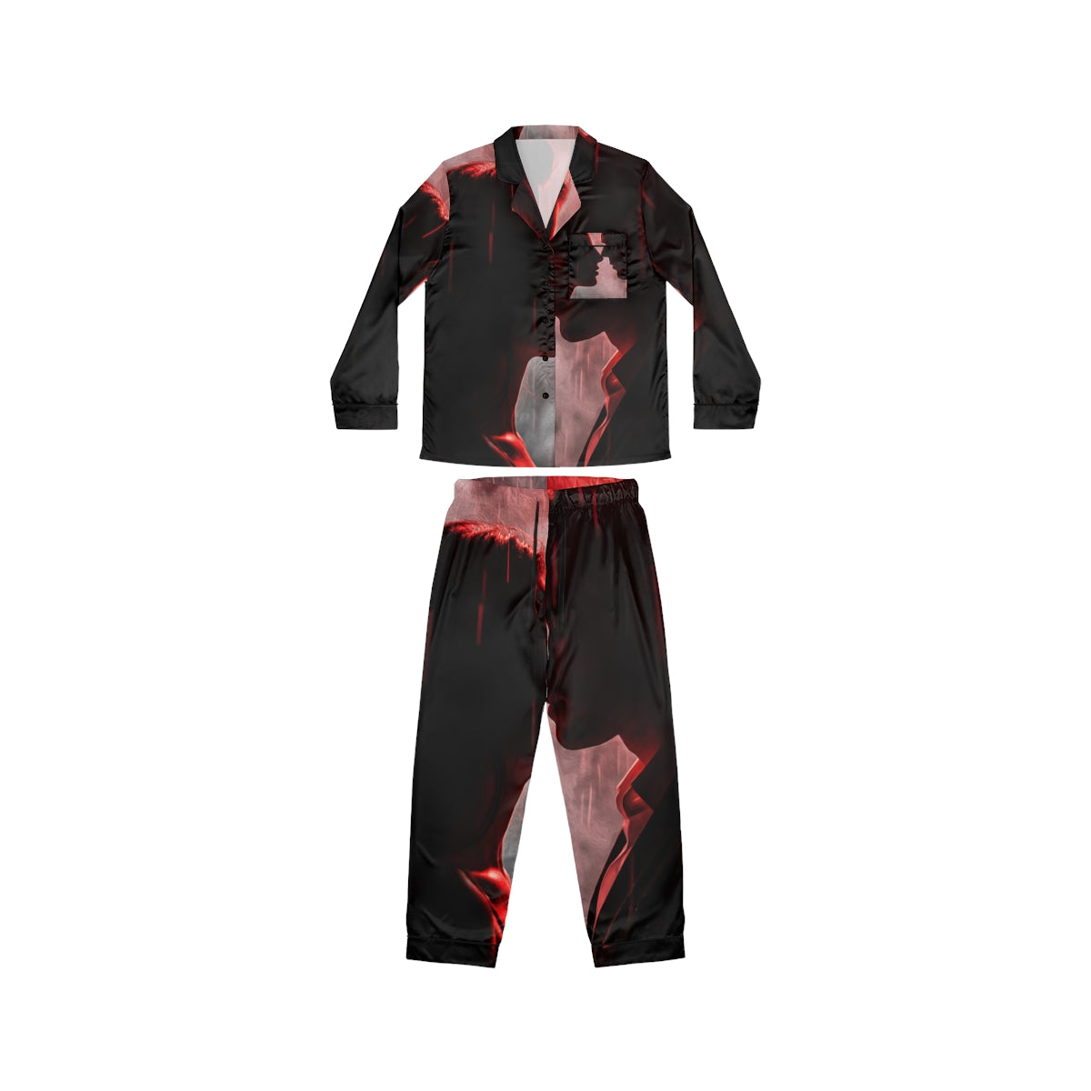 Women's Satin Pajamas with Rainy Lovers Art