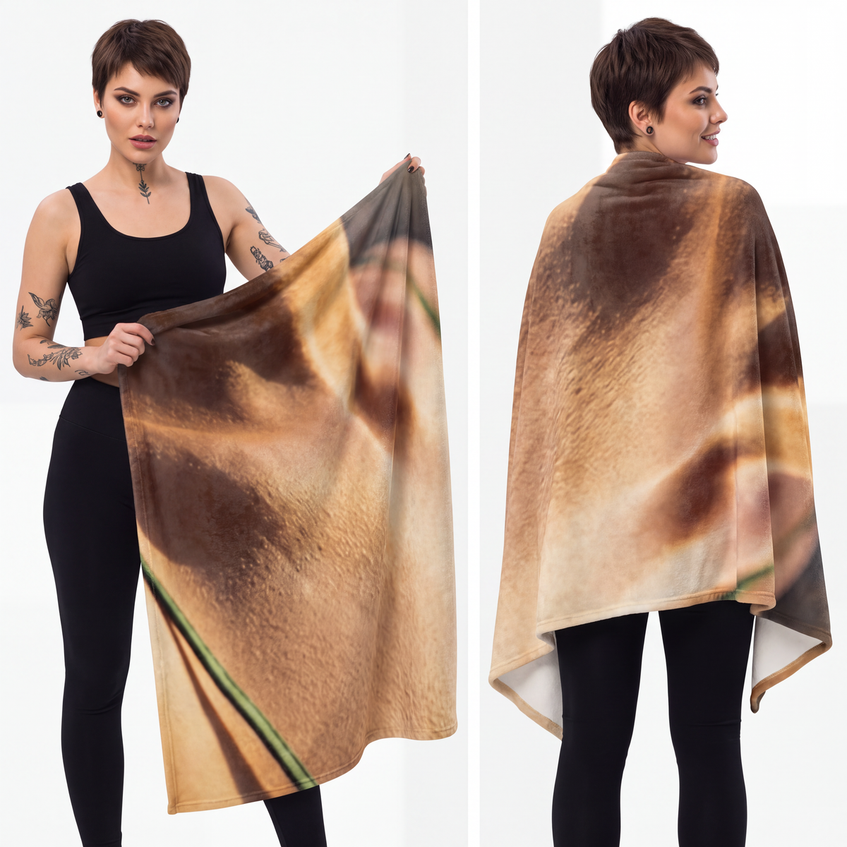 Golden Hour Velveteen Blanket - Cozy Emerald Sunset |...