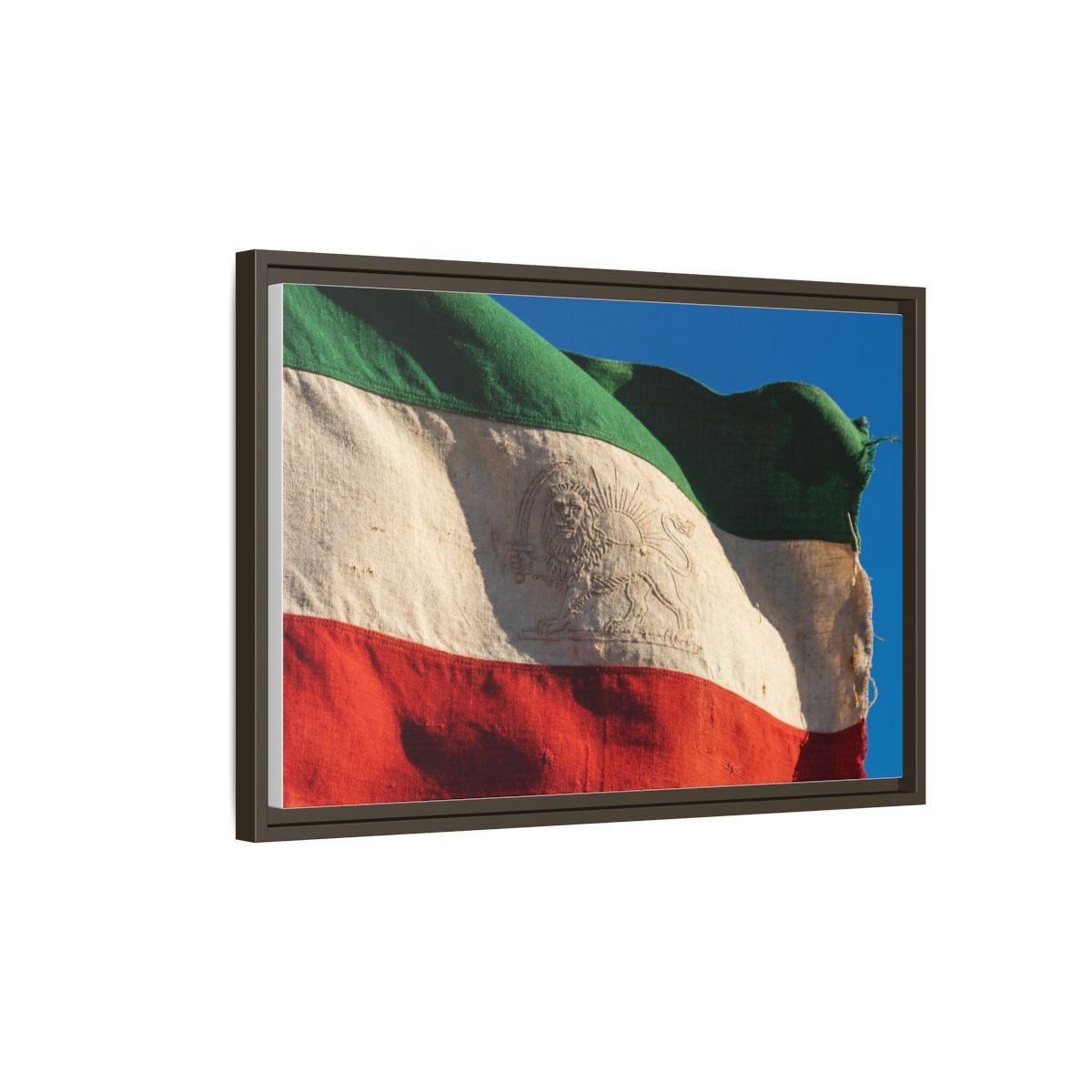 Gerahmte Leinwandkunst – Distressed Flag – Espresso / 3,18 cm