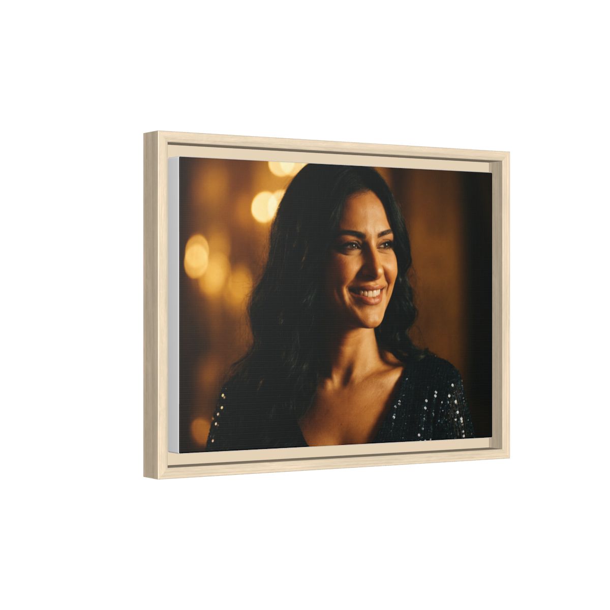 Framed Canvas Art - Golden Glamour — Natural / 1.25"