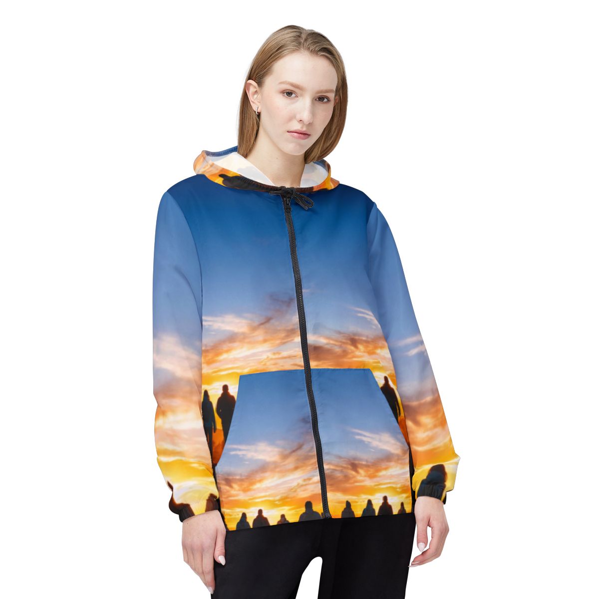 Unisex Windbreaker Jacket - Sunset Trail | Echovira Gallery