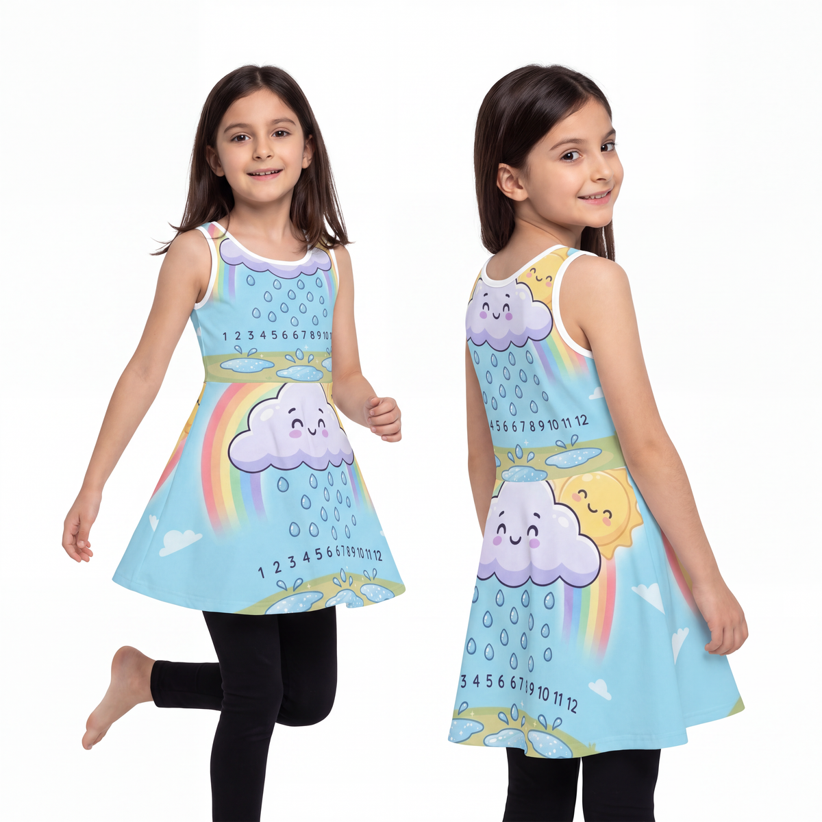 Girls' Sleeveless Sundress - Rainbow Counting Cloud Nursery...
