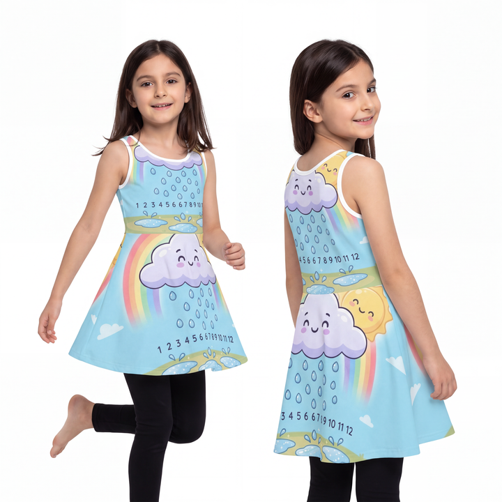 Girls' Sleeveless Sundress - Rainbow Counting Cloud Nursery Art