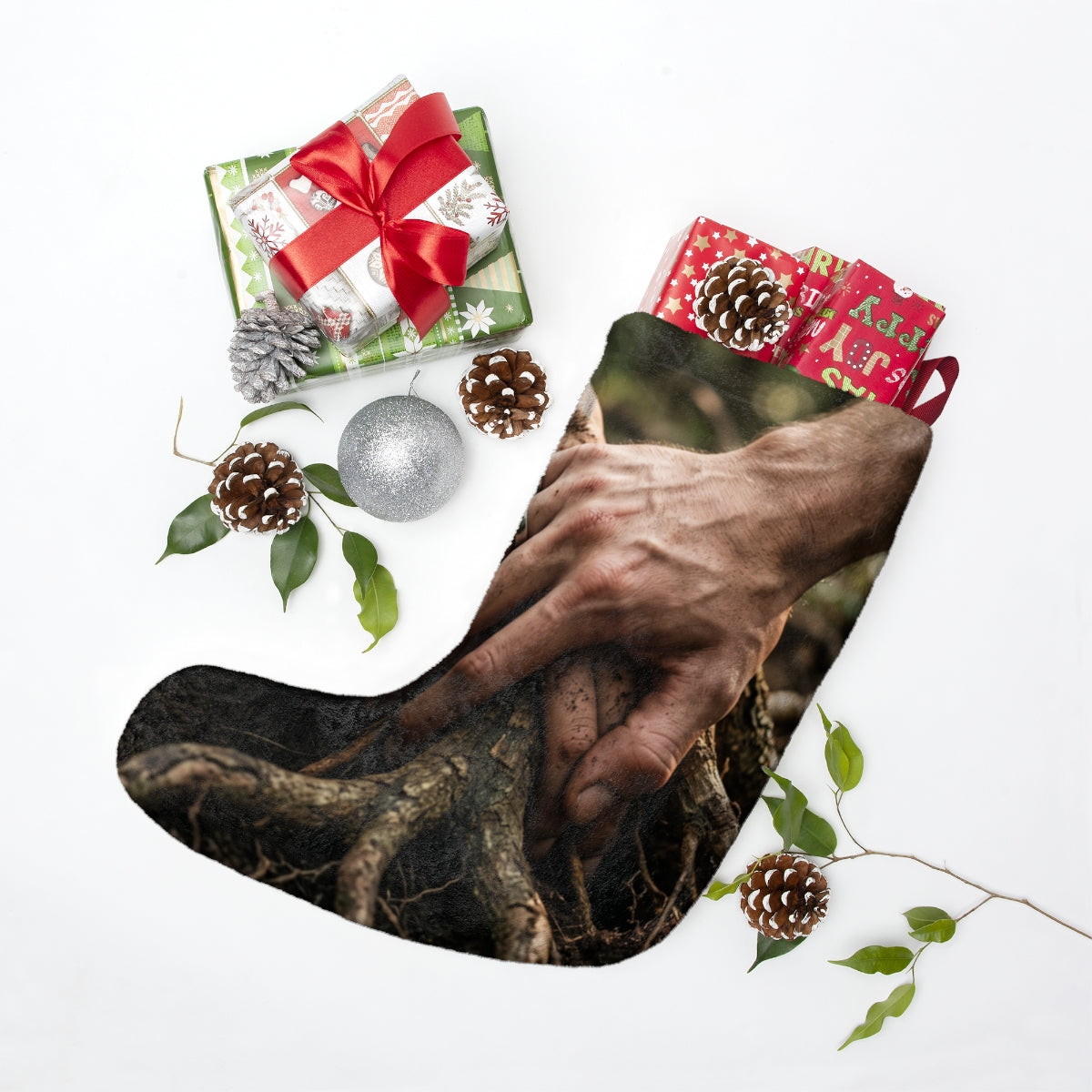 Christmas Stocking with Forest Tree Roots