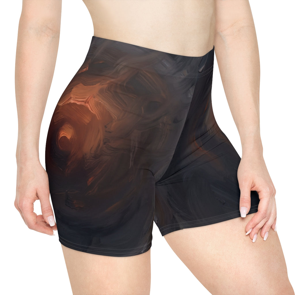 Women's Biker Shorts - Abyssal Ember | Echovira Gallery