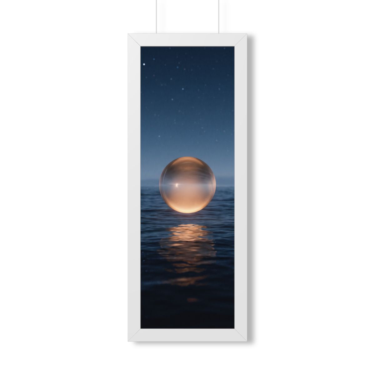 Framed Vertical Poster - Glowing Ocean Horizon — White... |...