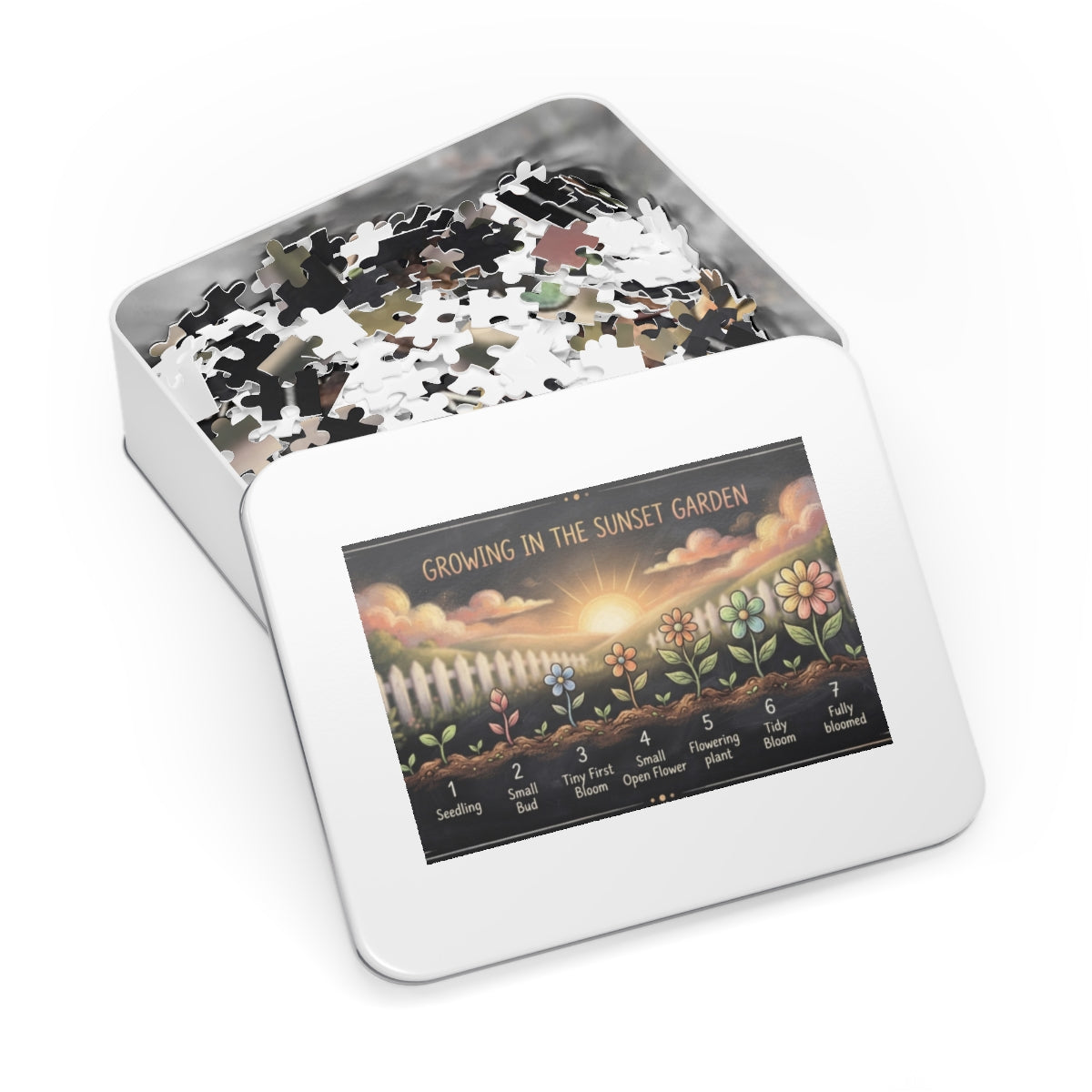 Jigsaw Puzzle with Tin - Sunset Garden Bloom (30, 110, 252...