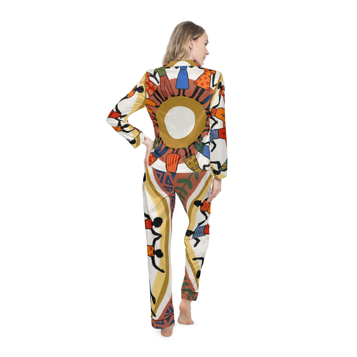 Women's Satin Pajamas - Unity Mandala Folk Art | Echovira...