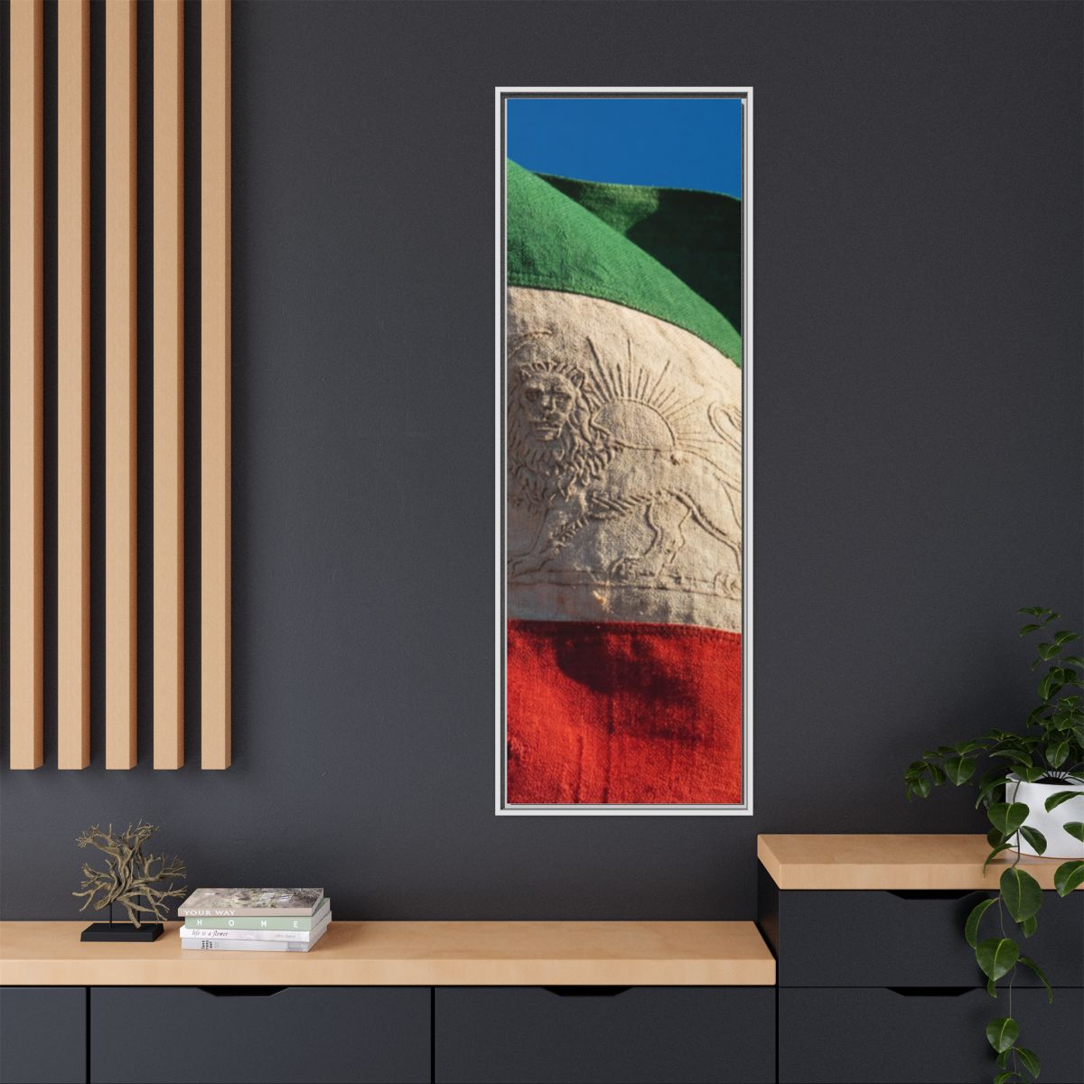 Framed Canvas Art - Distressed Flag — White / 1.25"