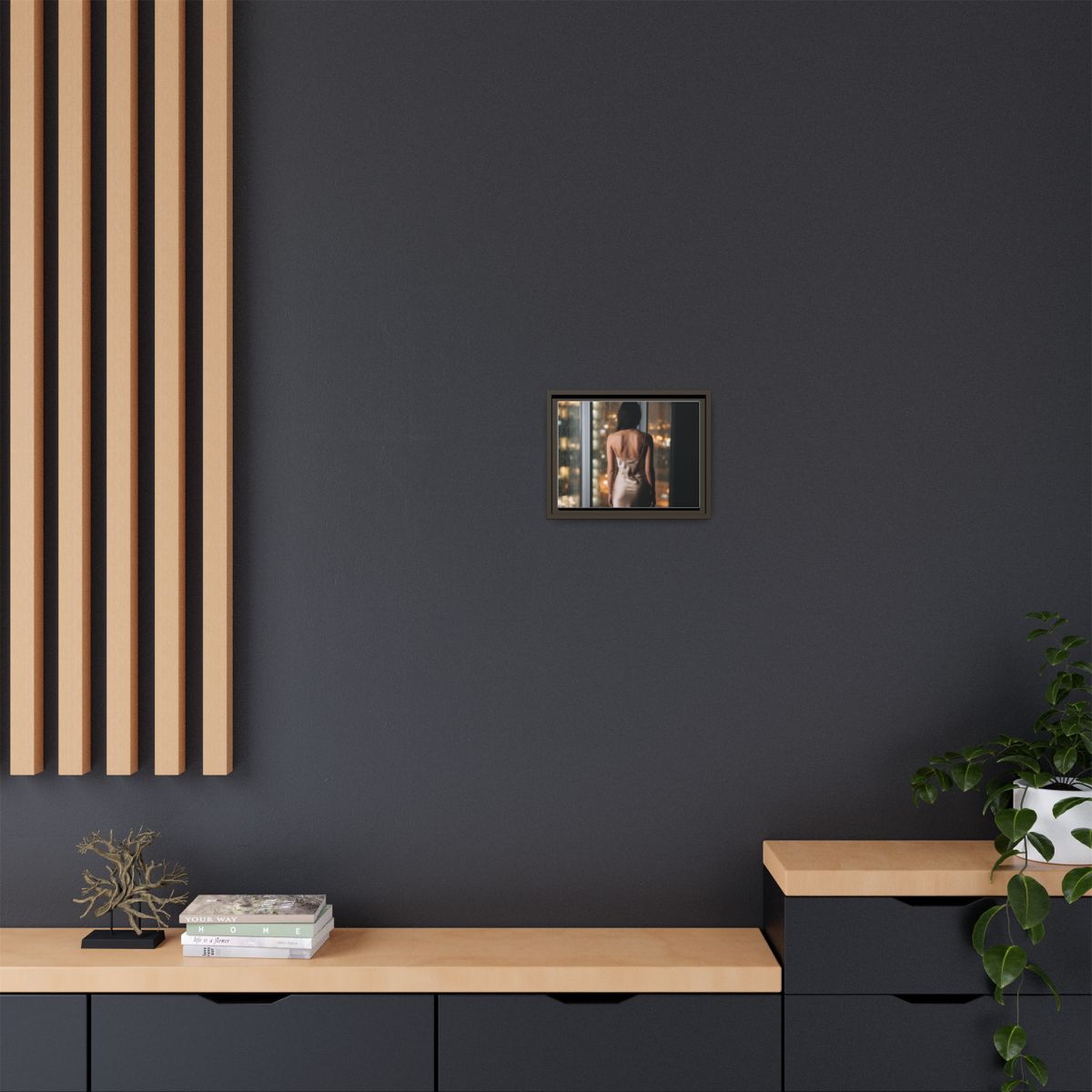 Framed Canvas - Midnight Rain Masterpiece — Espresso / 1.25"