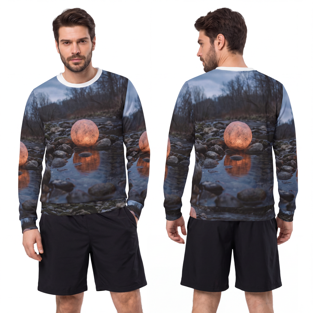 Men's Lightweight Sweatshirt - River Glow | Echovira Gallery