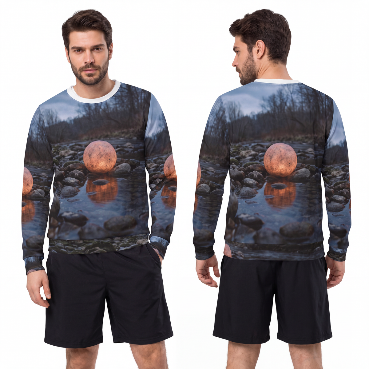 Men's Lightweight Sweatshirt - River Glow | Echovira Gallery